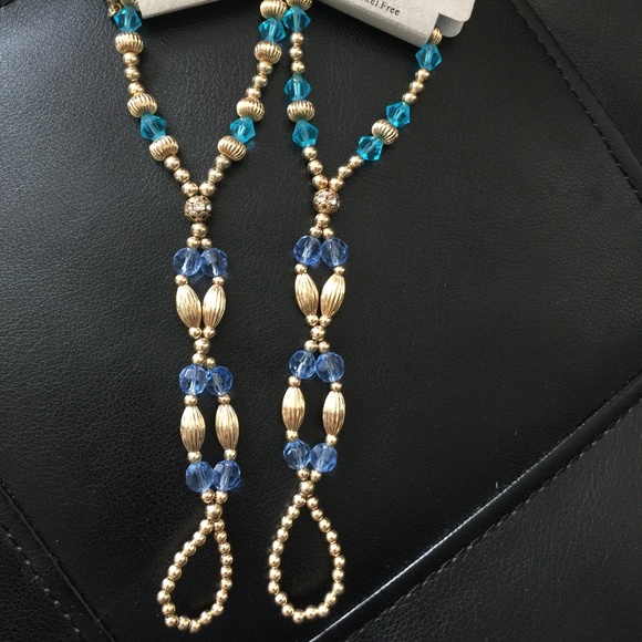 Lexy Jewelry - Barefoot Sandals/ Foot Jewelry Gold, blue & turqui